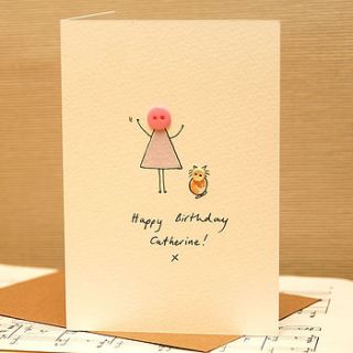 personalised 'button cat' card by hannah shelbourne designs