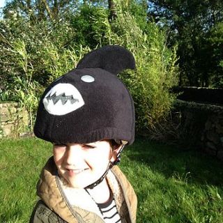 child's shark hi vis helmet cover by the happy headbangers club