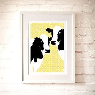 two cows singing moo moo nursery art print by indira albert
