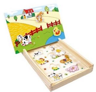 wooden magnetic farm puzzle & play scene by sleepyheads