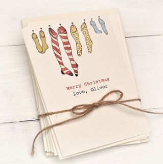 personalised stockings christmas cards pack by beautiful day
