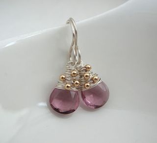 pink quartz drop earrings by sarah hickey
