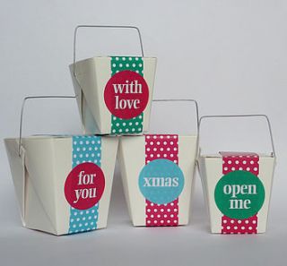 christmas gift boxes and stickers   set of 12 by little cherub design