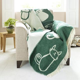 cat design lambswool blanket by the wool room
