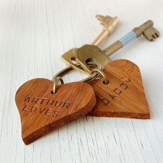 personalised 'daddy' wooden heart keyring by clara and macy