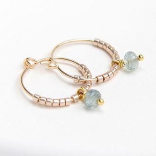 petite moss aquamarine hoop earrings by myhartbeading