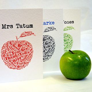 personalised teacher thank you card by sew very english