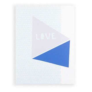‘love’ screen print by particle press and the thousand paper cranes