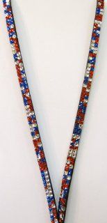 Suppport our Troops USA Multi Red, White, & Blue Rhinestone Lanyard Display the Photo of your Loved One in Service Or Loved One who has given their Life for our Freedom Also a Perfect Nurse Appreciation, Coach, State Representative, Senator, City Coun