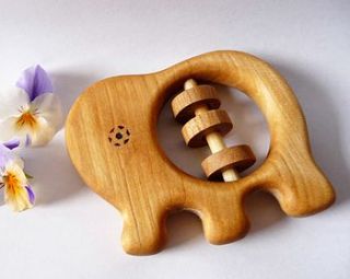 organic baby elephant rattle by wooden toy gallery