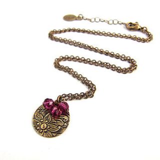 antiqued brass floral necklace by aliquo