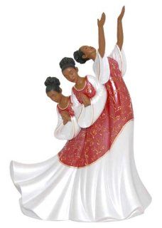 African American Praise Dancer Giving Praise in Red   Collectible Figurines