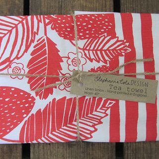 'you wonderful thing' strawberries tea towel by stephanie cole design