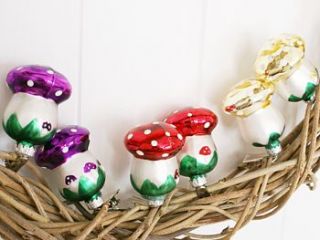 glass mushroom decorations by the chic country home