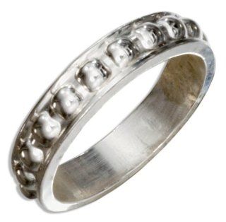 Sterling Silver Heavy Beaded Band Ring Jewelry