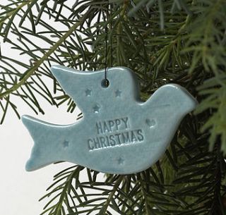 happy christmas dove decoration by jo heckett