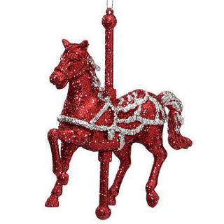 tree decoration carousel horse red pair by lytton and lily vintage home & garden
