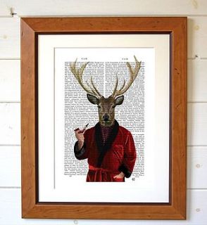 deer in smoking jacket dictionary print by fabfunky