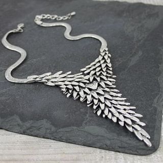 metal feather pyramid necklace by my posh shop