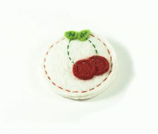 cherry circle felt brooch by amica