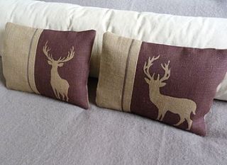 mulberry stag and deer pair of cushions by helkatdesign