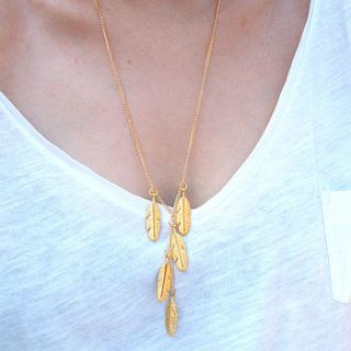 long gold feather necklace by storm in a teacup
