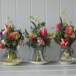 my fair lady   jam jar posy trio's by the artisan dried flower company