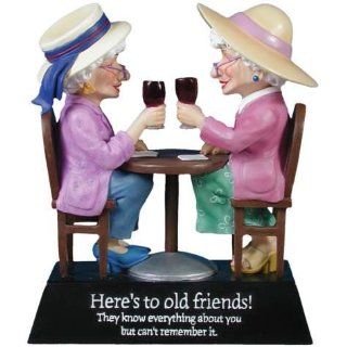 6 Inch Here's to Old Friends with Wine Biddy Figurine Statue   Collectible Figurines