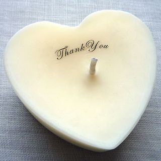 personalised 'thank you' scented heart candle by rococo rose
