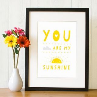 'you are my sunshine' print by joanne hawker