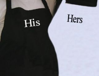 His and Hers Apron Set   Embroidered His and Hers Aprons Clothing