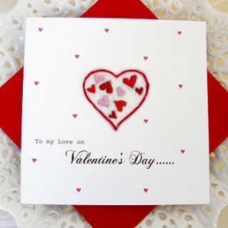 personalised embroidered valentine's card by sabah designs