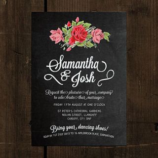 floral chalkboard wedding invitation by feel good wedding invitations