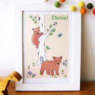 personalised little bears art print by superfumi