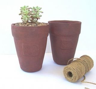 rustic terracotta plant pot with bird design by little brick house ceramics