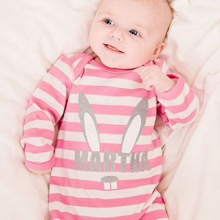 personalised girl's bunny romper by percy and nell