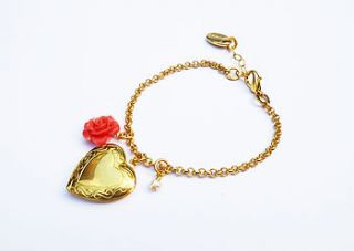 rose heart locket bracelet by boutique by jamie
