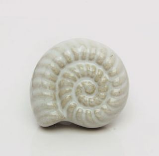 ceramic beachcomber shell knob in white by trinca ferro