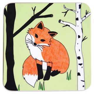 fox and tree coaster or set by superfumi