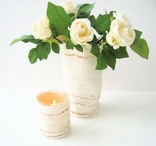 hand felted vase and candle cover by mel anderson design