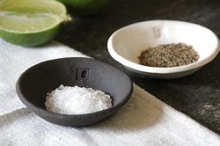 black and white salt/ pepper dishes by artisan