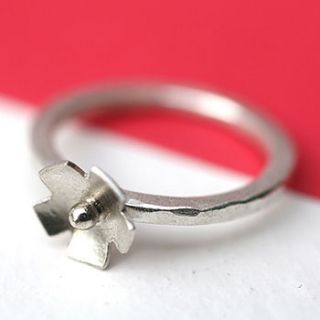 handmade silver flower girl ring by louy magroos