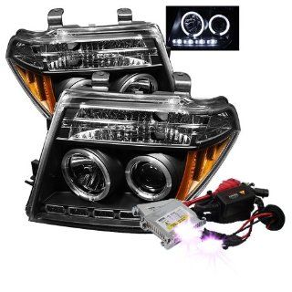 High Performance Xenon HID Nissan Frontier / Nissan Pathfinder Halo LED ( Replaceable LEDs ) Projector Headlights with Premium Ballast   Chrome with 12000K Violet HID Automotive