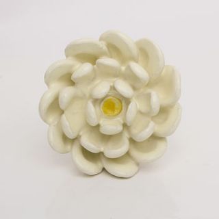 large white ceramic jayne flower knob by trinca ferro