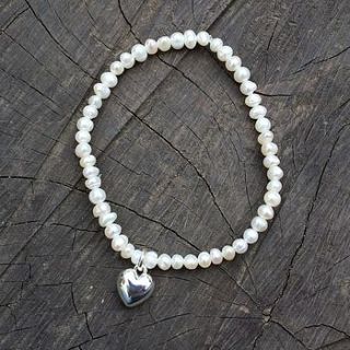 pearl bracelet with heart charm by nest