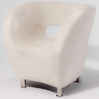 Commenzo Modern Fabric Chair Ivory