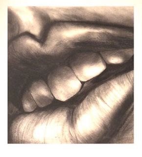 charcoal mouth original drawing by annika wilkinson illustration