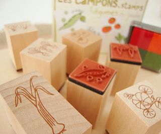 garden vegetables wooden stamps set by cottontails