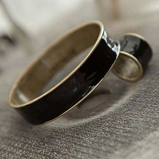 black enamel bangle and ring by tutti&co