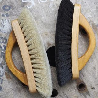 set of two horse hair shoe shine brushes by brush64